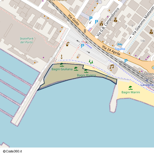 Posizione della spiaggia Spiaggia nei pressi di Via 24 Aprile, Lavagna, 16033