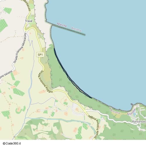 Posizione della spiaggia Spiaggia nei pressi di Stradello Mezzavalle, Ancona, 60129