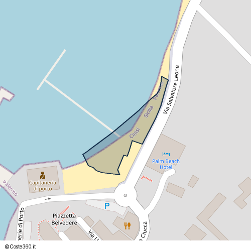 Posizione della spiaggia Spiaggia nei pressi di Via Salvatore Leone, Cinisi, 90045