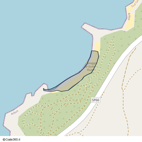 Posizione della spiaggia Spiaggia nei pressi di SP66, Arbus, 09031