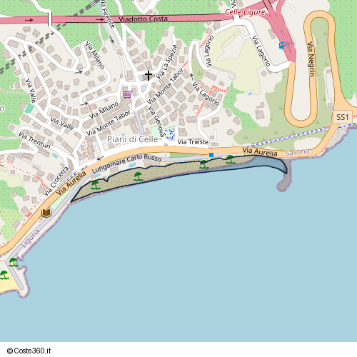 Posizione della spiaggia Spiaggia nei pressi di Lungomare Carlo Russo, Celle Ligure, 17015