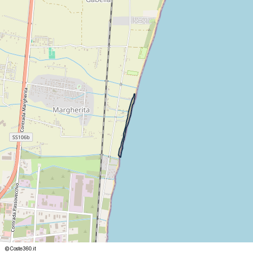 Posizione della spiaggia Spiaggia nei pressi di Via delle Conchiglie, Margherita, Crotone