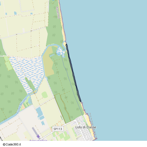 Posizione della spiaggia Spiaggia nei pressi di Ravenna, 48016
