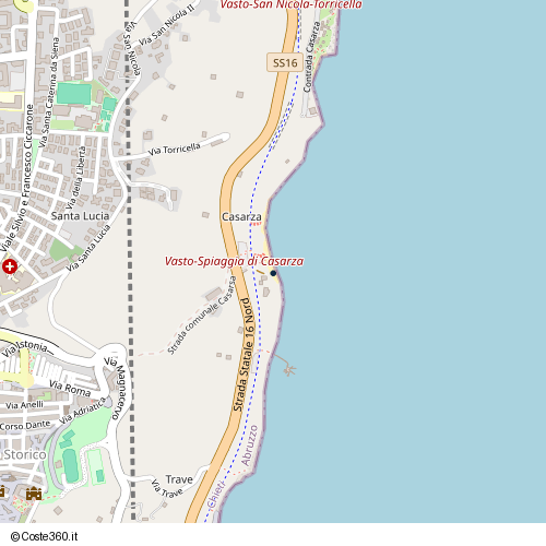 Posizione della spiaggia Spiaggia nei pressi di Via Verde della Costa dei Trabocchi, Vasto, 66054