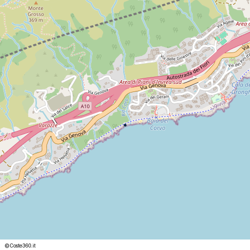 Posizione della spiaggia Spiaggia nei pressi di Lungomare Europa, Invrea, Varazze, 17019