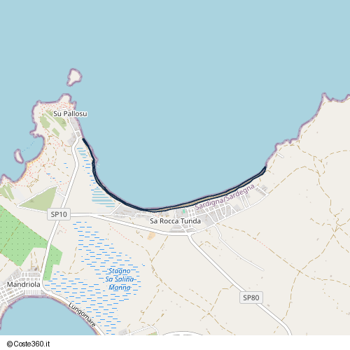 Posizione della spiaggia Spiaggia nei pressi di Lungomare Sa Rocca Tunda, Santeru/San Vero Milis, 09070