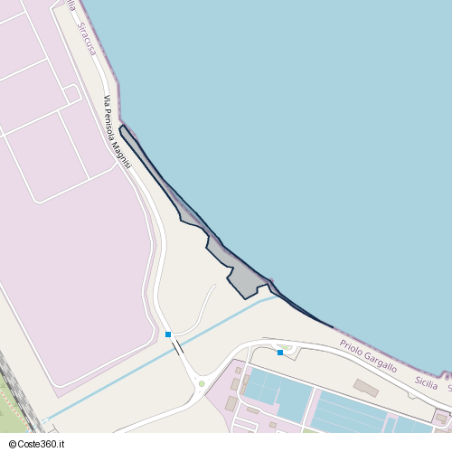 Posizione della spiaggia Spiaggia nei pressi di Via Penisola Magnisi, Priolo Gargallo, 96010