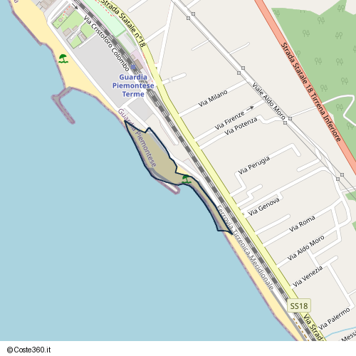 Posizione della spiaggia Spiaggia nei pressi di Guardia Piemontese