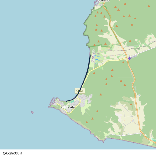Posizione della spiaggia Spiaggia nei pressi di Strada vicinale della Dogana detta Via Costiera, Castiglione della Pescaia