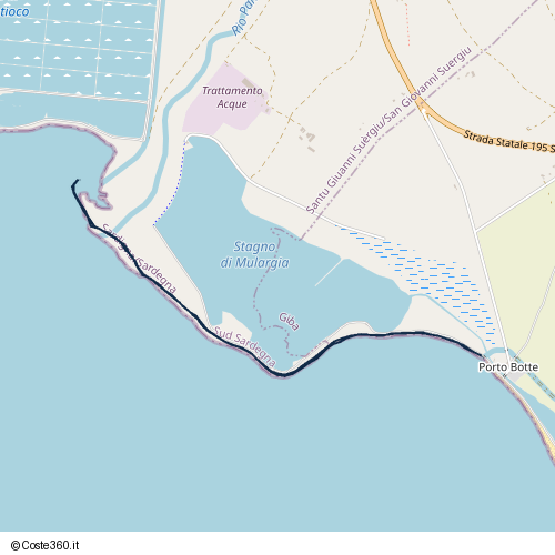 Posizione della spiaggia Spiaggia nei pressi di Ex Strada Statale 195 Sulcitana, Giba, 09010