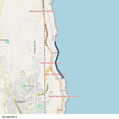Posizione della spiaggia Spiaggia nei pressi di Contrada Canale, Vasto, 66054