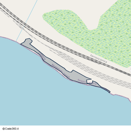 Posizione della spiaggia Spiaggia nei pressi di Strada Statale 106 Jonica, Saline Joniche, 89064