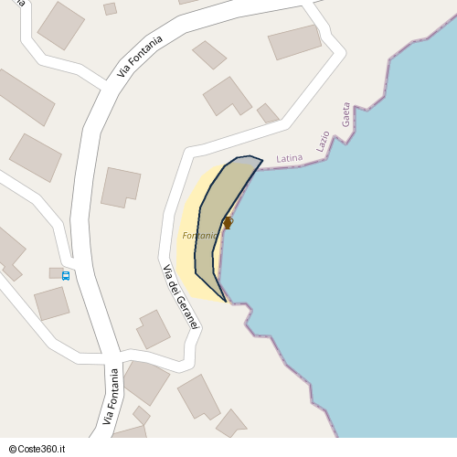 Posizione della spiaggia Spiaggia nei pressi di Via dei Geranei, Gaeta, 04024