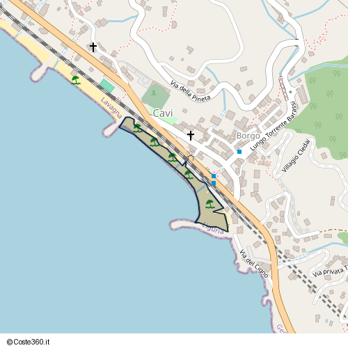 Posizione della spiaggia Spiaggia nei pressi di SS1, Cavi, Lavagna, 16039