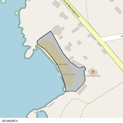 Posizione della spiaggia Spiaggia nei pressi di Strada Costiera di Mezzogiorno, Favignana, 91023