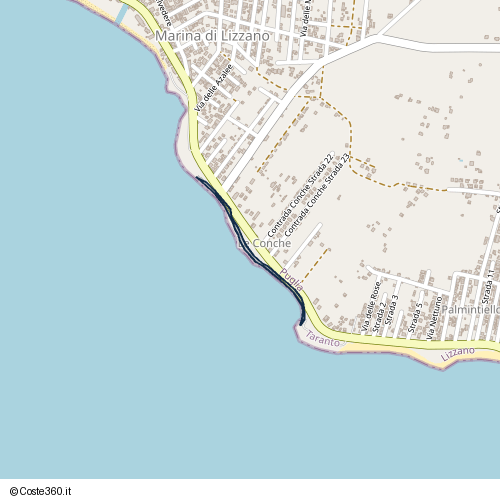 Posizione della spiaggia Spiaggia nei pressi di SP122, Torricella