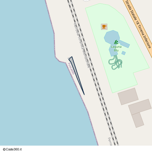 Posizione della spiaggia Spiaggia nei pressi di Strada Statale 18 Tirrena Inferiore, Fuscaldo Marina, Fuscaldo, 87024