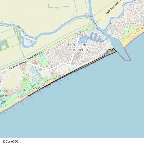 Posizione della spiaggia Spiaggia nei pressi di Viale Lepanto 7, Caorle, 30021