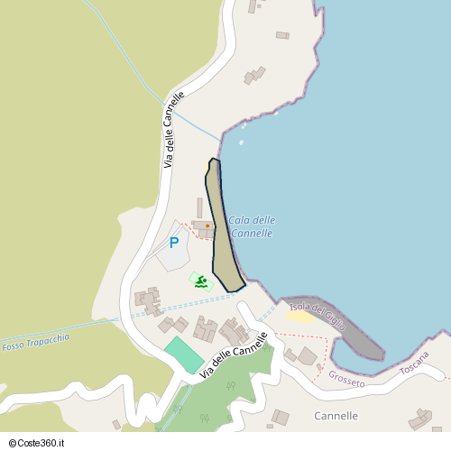 Posizione della spiaggia Spiaggia nei pressi di Via delle Cannelle, Giglio Porto, 58012