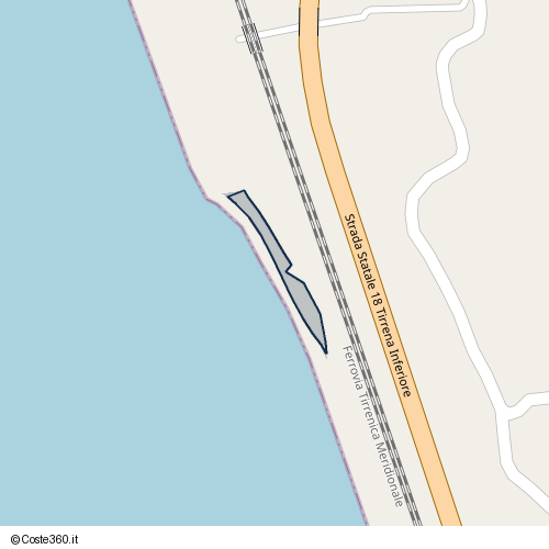 Posizione della spiaggia Spiaggia nei pressi di Strada Statale 18 Tirrena Inferiore, Fuscaldo Marina, Fuscaldo, 87024