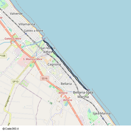Posizione della spiaggia Spiaggia nei pressi di Via Capodistria, Cagnona, Bellaria-Igea Marina, 47814