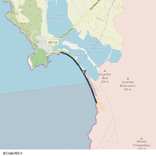 Posizione della spiaggia Spiaggia nei pressi di Via Porto Pino, Arresi/Sant'Anna Arresi, 09010
