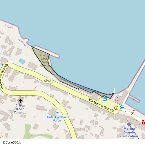 Posizione della spiaggia Spiaggia nei pressi di Via Marina Grande, Capri, 80073