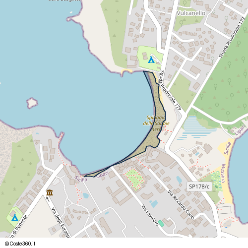 Posizione della spiaggia Spiaggia nei pressi di Strada Provinciale 179, Lipari, 98050
