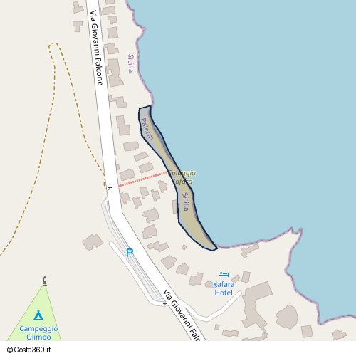 Posizione della spiaggia Spiaggia nei pressi di Via Giovanni Falcone, Santa Flavia, 90017