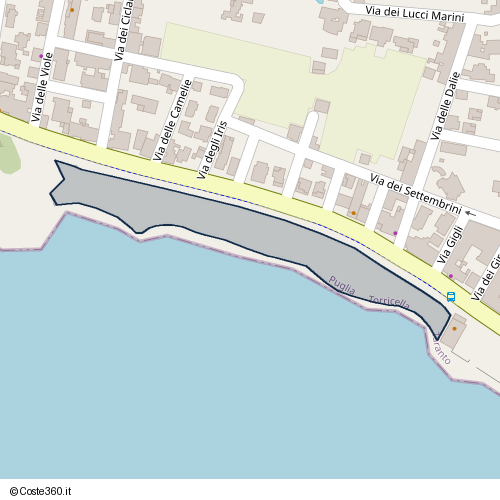 Posizione della spiaggia Spiaggia nei pressi di SP122, Torricella