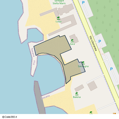 Posizione della spiaggia Spiaggia nei pressi di Via Litoranea, Pisa, 56128