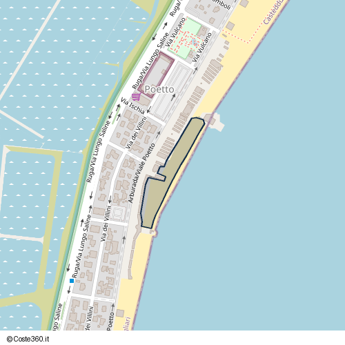 Posizione della spiaggia Spiaggia nei pressi di Viale Poetto 63, Borgo Sant'Elia, Casteddu/Cagliari, 09126