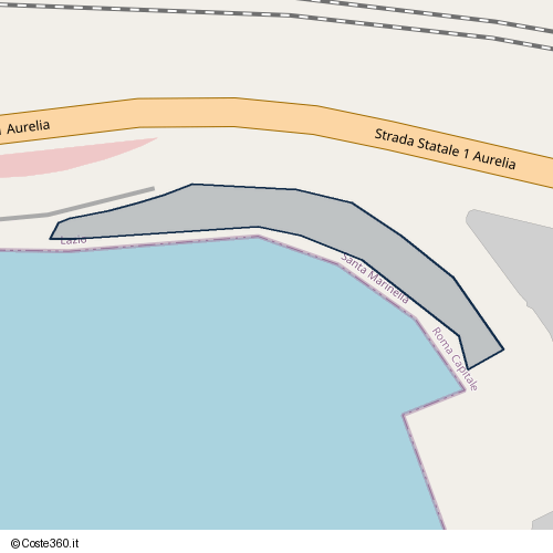 Posizione della spiaggia Spiaggia nei pressi di Strada Statale 1 Aurelia, Santa Marinella, 00058