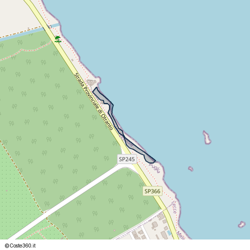 Posizione della spiaggia Spiaggia nei pressi di Strada Provinciale di Otranto, Vernole