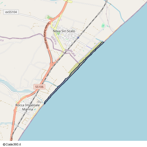 Posizione della spiaggia Spiaggia nei pressi di Via La Strada, Rocca Imperiale