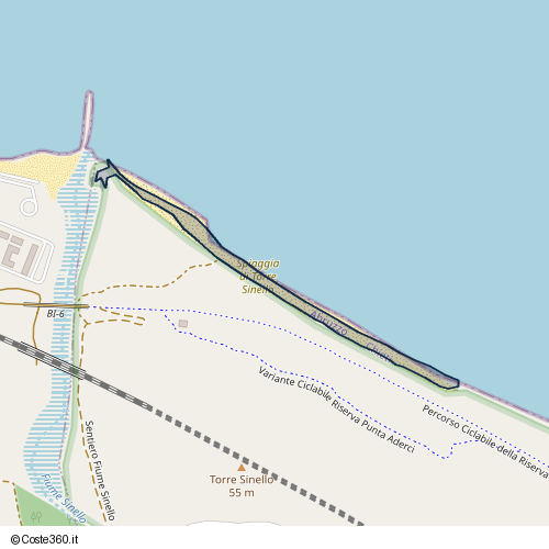 Posizione della spiaggia Spiaggia nei pressi di Percorso Ciclabile della Riserva Naturale Regionale di Punta Aderci, Vasto, 66021