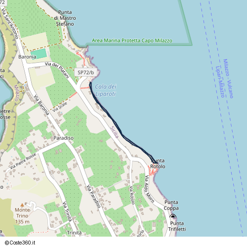 Posizione della spiaggia Spiaggia nei pressi di Via Aldo Moro, Milazzo, 98057