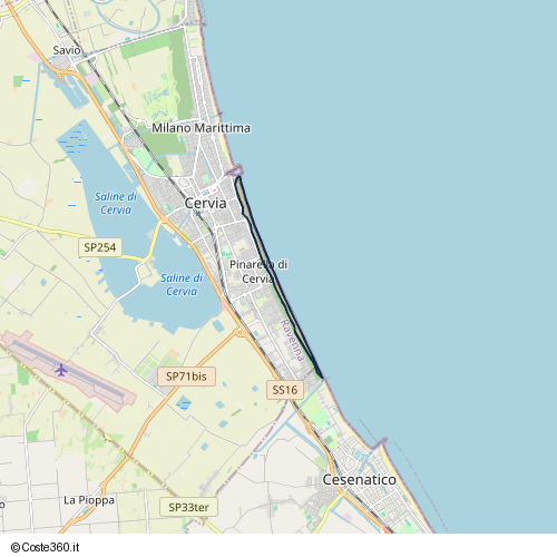 Posizione della spiaggia Spiaggia nei pressi di Pista Ciclabile Giovanni Gerbi, Cervia, 48015