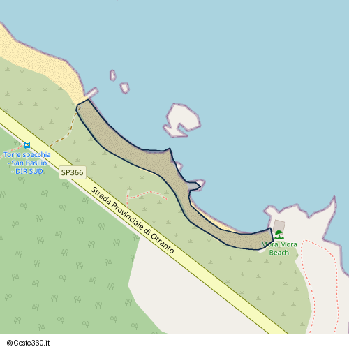 Posizione della spiaggia Spiaggia nei pressi di Strada Provinciale di Otranto, San Foca, 73026
