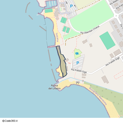 Posizione della spiaggia Spiaggia nei pressi di Via Fratelli Gigli, Rosignano Solvay, 57016