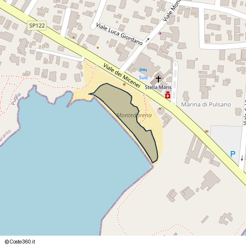 Posizione della spiaggia Spiaggia nei pressi di Viale dei Micenei, Pulsano, 74026