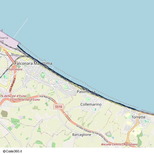 Posizione della spiaggia Spiaggia nei pressi di Via Flaminia, Palombina, Ancona, 60015