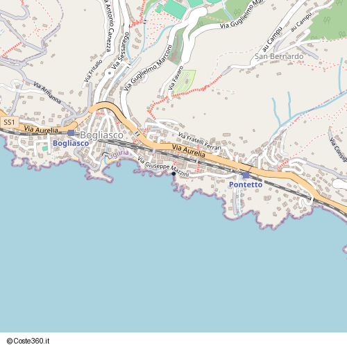 Posizione della spiaggia Spiaggia nei pressi di Via Antica Romana 7, Bogliasco, 16031