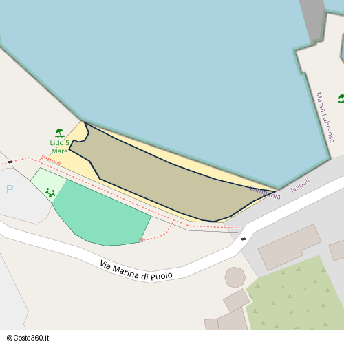 Posizione della spiaggia Spiaggia nei pressi di Via Marina di Puolo, Puolo, Massa Lubrense, 80061