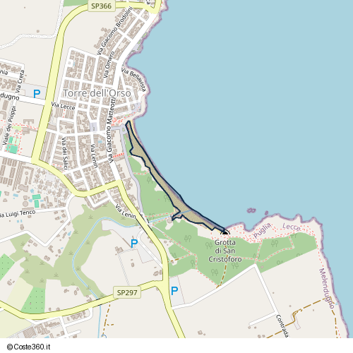 Posizione della spiaggia Spiaggia nei pressi di SP366, Torre dell'Orso