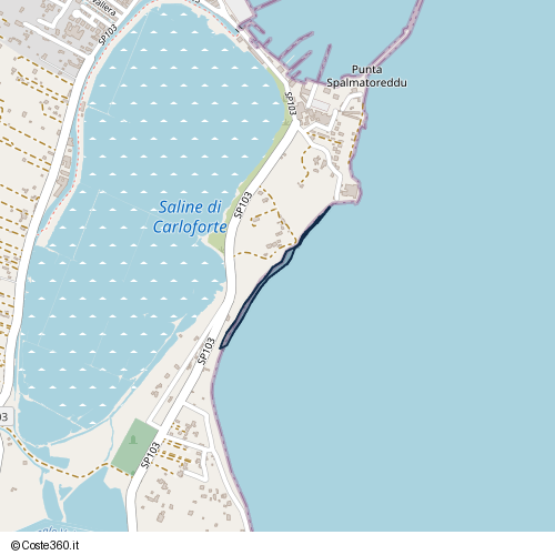 Posizione della spiaggia Spiaggia nei pressi di SP103, U Pàize/Carloforte, 09014