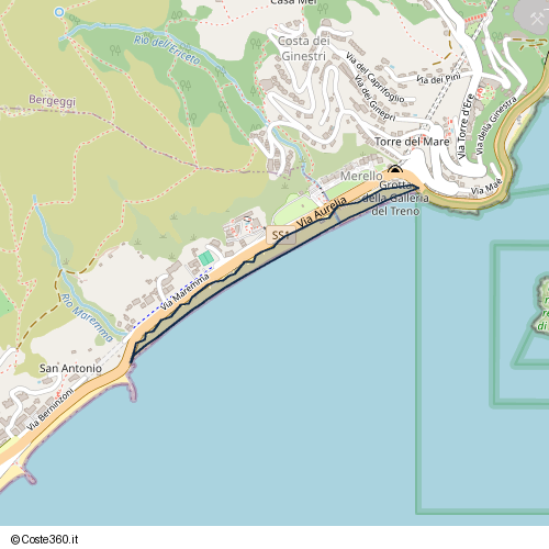 Posizione della spiaggia Spiaggia nei pressi di Via Aurelia, Spotorno, 17028