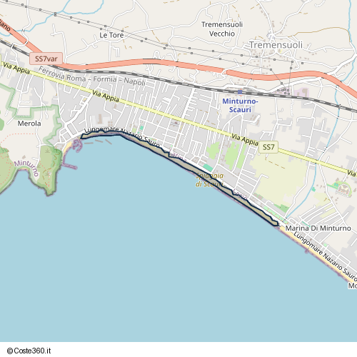 Posizione della spiaggia Spiaggia nei pressi di Via Santa Albina, Minturno, 04028