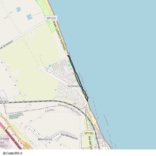 Posizione della spiaggia Spiaggia nei pressi di Viale Ludovico Scarfiotti, Porto Recanati, 62017