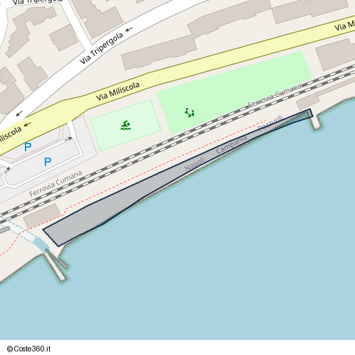 Posizione della spiaggia Spiaggia nei pressi di Via Miliscola, Pozzuoli, 80078